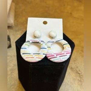 Fabric Multi Colored Dangle Earrings